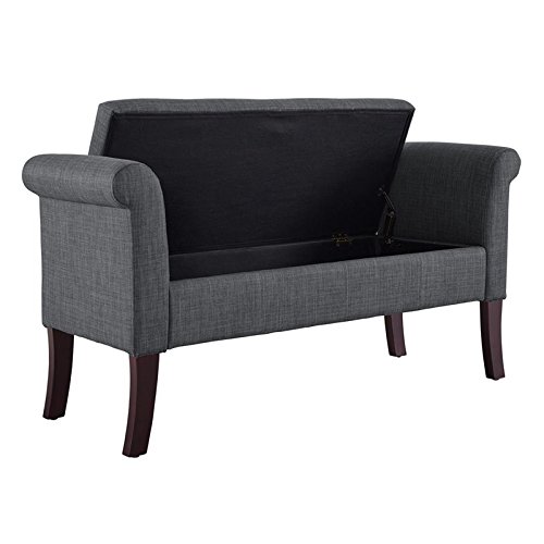 Linon Kadie Storage Wood Upholstered Bench in Gray