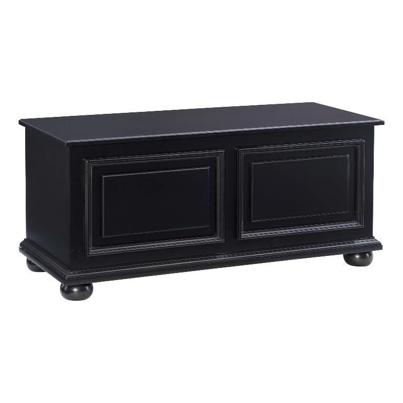 Linon Chadwick Classic Cedar Lined Chest Raised Panels Bun Feet in Black