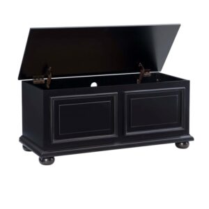 Linon Chadwick Classic Cedar Lined Chest Raised Panels Bun Feet in Black