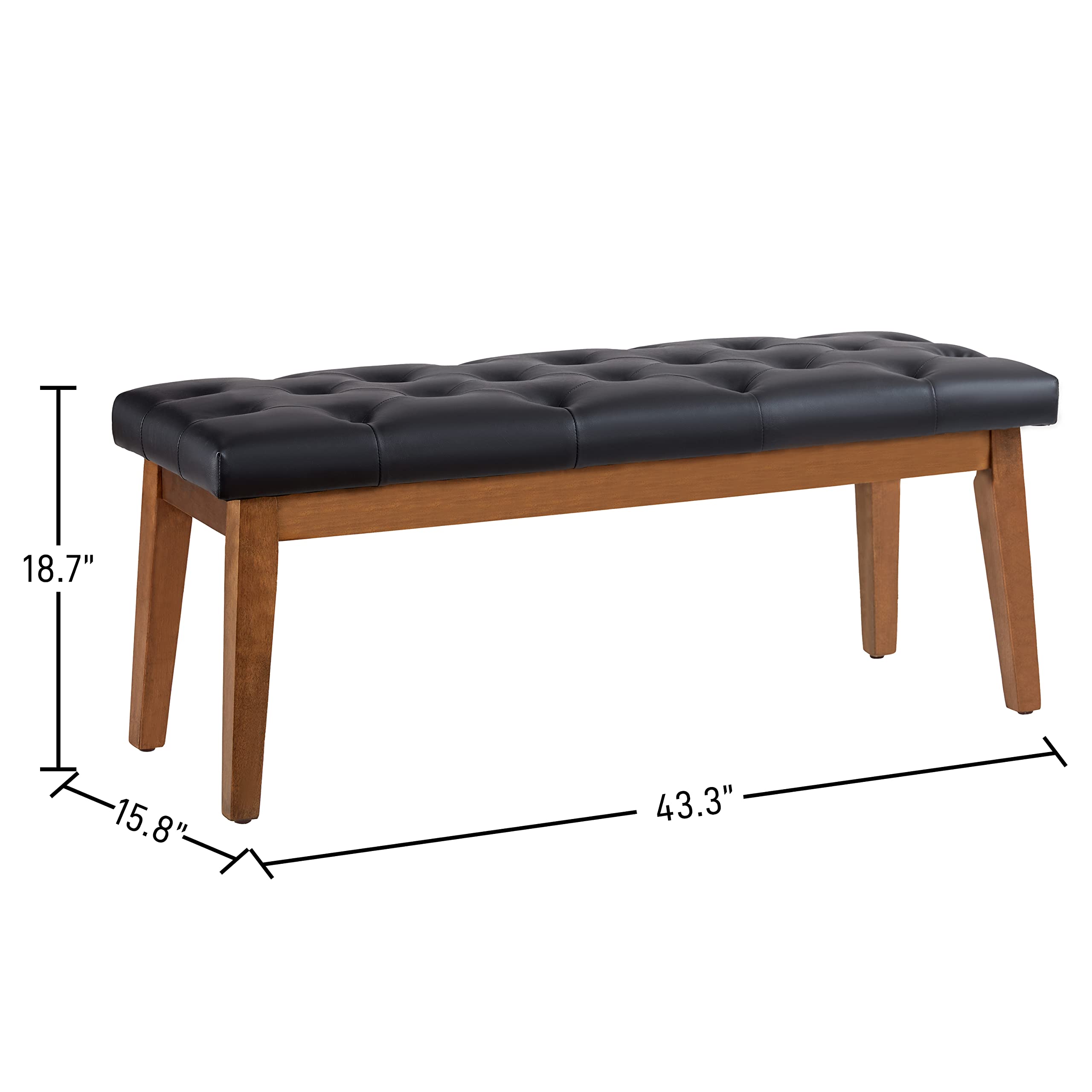 HUIMO Entryway Bench, Black Leather, Solid Wood, Durable and Wear-Resistant