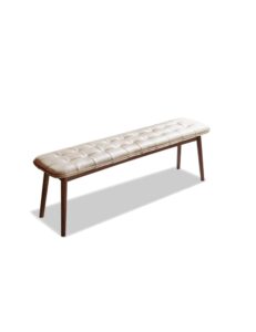 vadisun traditional upholstered bedroom bench,100% solid wood bench,soft leather cushion, entryway bench and dining bench (off white,51.18”*11.81”*17.32”)