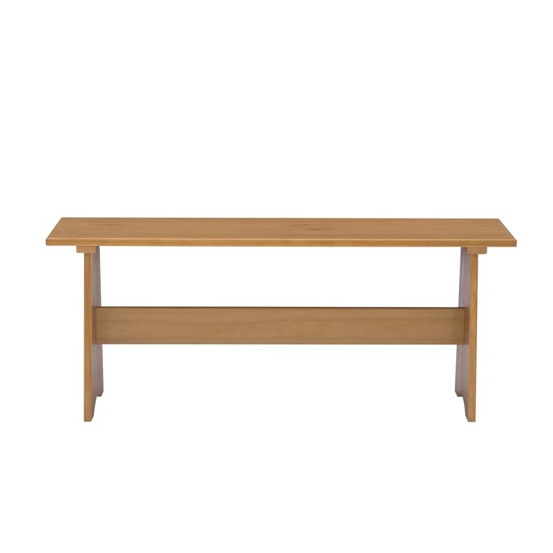 Linon Delk Pine Wood Large Backless Bench in Honey