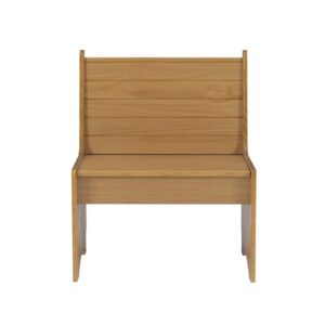 Linon Delk Pine Wood Small Back Rest Bench in Honey