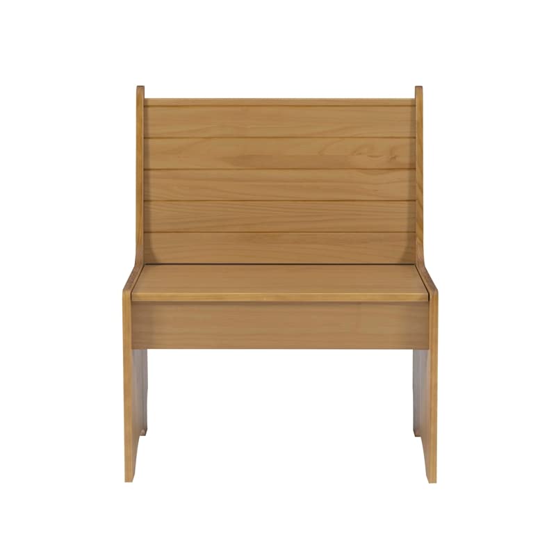 Linon Delk Pine Wood Small Back Rest Bench in Honey