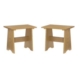 Linon Delk Pine Wood Small Backless Benches Set of 2 in Honey