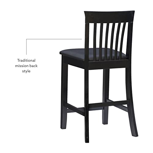 Linon Torino Collection Craftsman Counter Stool, 17.25"W x 19.5"D x 37"H, Black