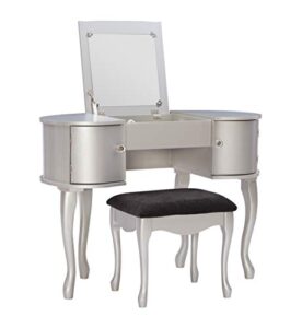 linon paloma vanity set, 30" x 40.5" x 19.25", silver