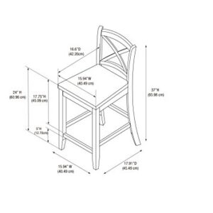 Linon Home Dcor Black X Back Counter Stool, 16" W x 17.91" D x 37.01" H