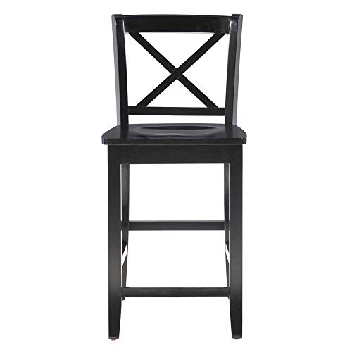 Linon Home Dcor Black X Back Counter Stool, 16" W x 17.91" D x 37.01" H