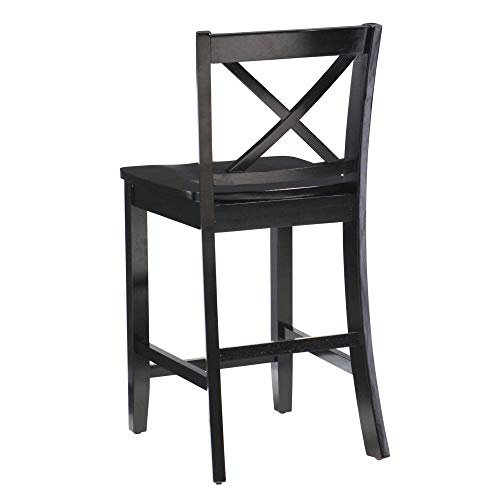 Linon Home Dcor Black X Back Counter Stool, 16" W x 17.91" D x 37.01" H