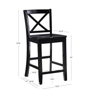 Linon Home Dcor Black X Back Counter Stool, 16" W x 17.91" D x 37.01" H