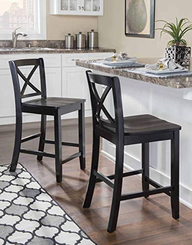 Linon Home Dcor Black X Back Counter Stool, 16" W x 17.91" D x 37.01" H