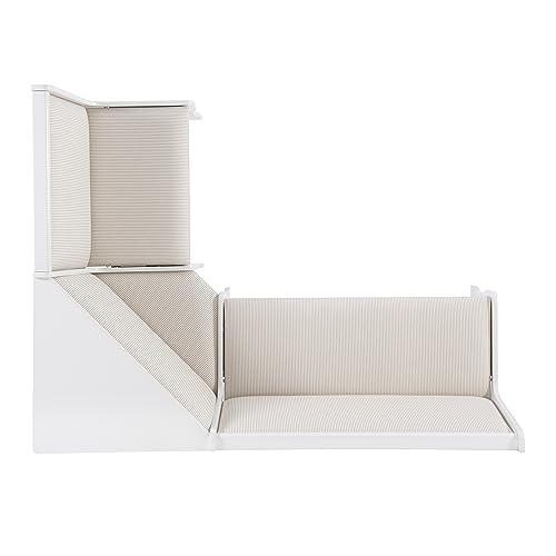 Linon Kiera Corner Upholstered Seats and Hidden Storage, Kitchen Dining Nook Set, White & Beige Striped