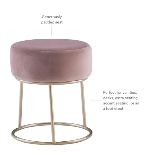 Linon Pink and Gold Vanity and Accent Dalilah Stool