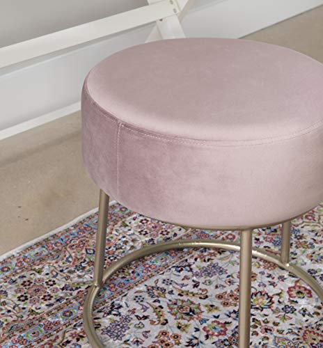 Linon Pink and Gold Vanity and Accent Dalilah Stool