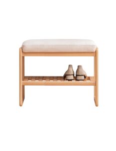 vadisun wood shoe bench - mid-century modern storage bench for entryway and living spaces (original wood colour, 23.62 inch)