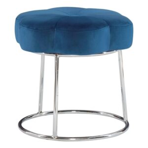 linon siena silver base upholstered flower shaped vanity stool in navy velvet