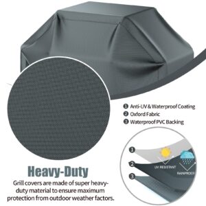 Grill Cover, BBQ Grill Cover, Waterproof, Weather Resistant, Rip-Proof, Anti-UV, Fade Resistant, with Hook-and-Loop Straps, Gas Grill Cover for Most Grills, 48 inch, Gray