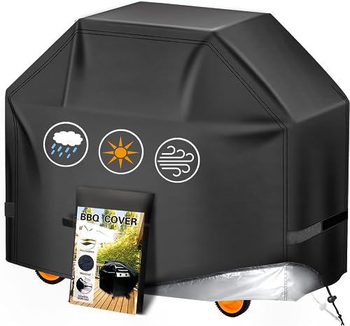 Aoretic Grill Cover, 44inch BBQ Gas Grill Cover for Outdoor Grill, Charbroil Grill Cover Barbecue Waterproof, Anti-UV with Hook-and-Loop and Hem Rope for Weber Char-Broil Monument, Dyna-glo Nexgrill