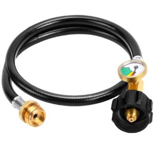 gassaf 3ft propane hose, propane adapter hose 1lb to 20lb connection, propane tank adapter and gauge fit for weber q grills, coleman stoves, blackstone grills, buddy heaters & more