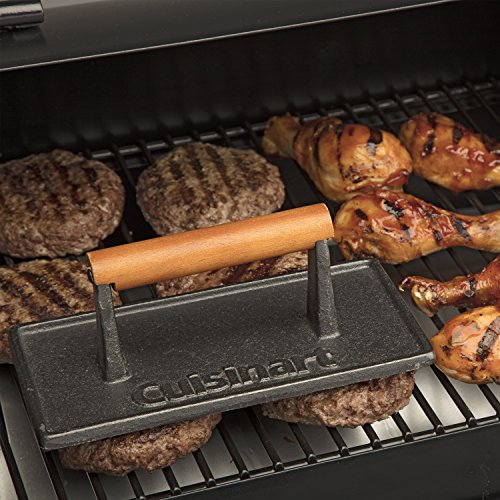 Cuisinart CGPR-221 Cast Iron Grill Press (Wood Handle), Weighs 2.1-pounds