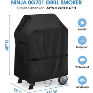 Rilime Grill Cover for Ninja Woodfire Outdoor Grills and Stand,Water-Resistant Outdoor Wood fire Cover for Ninja OG701 Grill Smoker (Cover Only)