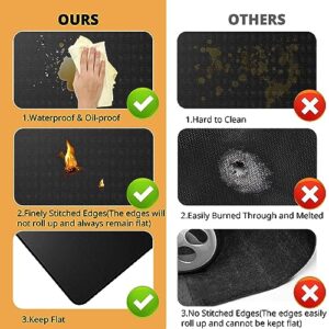 EasyAcc 24 x 31in Fireproof-Grill Mats for Outdoor Tabletop Grill to Protect Your Grill Table-Fireproof-BBQ Barbecue Mat Heat Resistant Grill Table Mat-Waterproof & Oilproof BBQ Mat-Black (0.6mm)