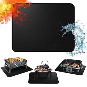 easyacc 24 x 31in fireproof-grill mats for outdoor tabletop grill to protect your grill table-fireproof-bbq barbecue mat heat resistant grill table mat-waterproof & oilproof bbq mat-black (0.6mm)