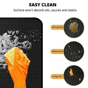 EasyAcc 24 x 31in Fireproof-Grill Mats for Outdoor Tabletop Grill to Protect Your Grill Table-Fireproof-BBQ Barbecue Mat Heat Resistant Grill Table Mat-Waterproof & Oilproof BBQ Mat-Black (0.6mm)