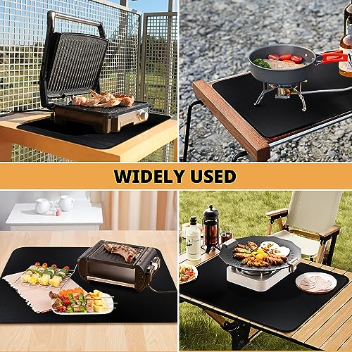 EasyAcc 24 x 31in Fireproof-Grill Mats for Outdoor Tabletop Grill to Protect Your Grill Table-Fireproof-BBQ Barbecue Mat Heat Resistant Grill Table Mat-Waterproof & Oilproof BBQ Mat-Black (0.6mm)