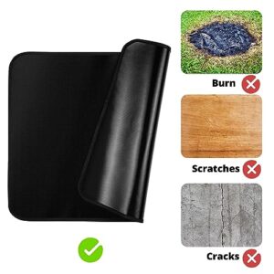 EasyAcc 24 x 31in Fireproof-Grill Mats for Outdoor Tabletop Grill to Protect Your Grill Table-Fireproof-BBQ Barbecue Mat Heat Resistant Grill Table Mat-Waterproof & Oilproof BBQ Mat-Black (0.6mm)