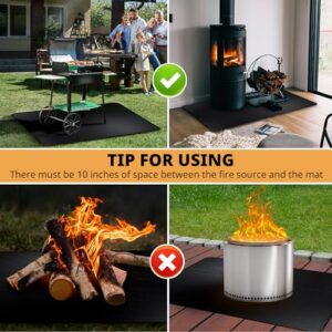 EasyAcc 24 x 31in Fireproof-Grill Mats for Outdoor Tabletop Grill to Protect Your Grill Table-Fireproof-BBQ Barbecue Mat Heat Resistant Grill Table Mat-Waterproof & Oilproof BBQ Mat-Black (0.6mm)