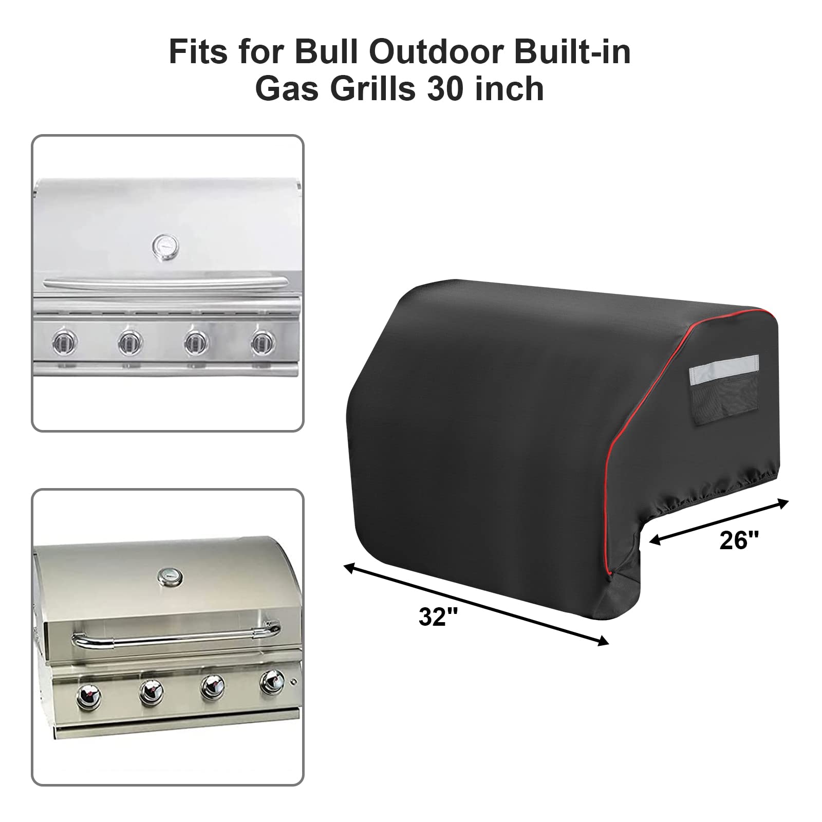 Built–in Grill Cover for Bull 45005, Built in Gas Grills 32 inch BBQ Grill Top Cover for Bull Lonestar 4 Burner Bull Built in Bill Outlaw, Outdoor 87048 Smoker Waterproof Griddle Cover with Handle