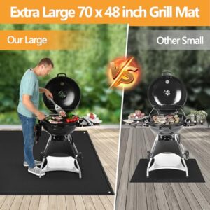 TOHONFOO 70 x 48 in Under Grill Mat for Outdoor Grill - Fireproof Bbq Mats for Grilling to Protect The Deck, Patio, Pavers - Easy to Clean Indoor Fireplace Mat - 0.6mm