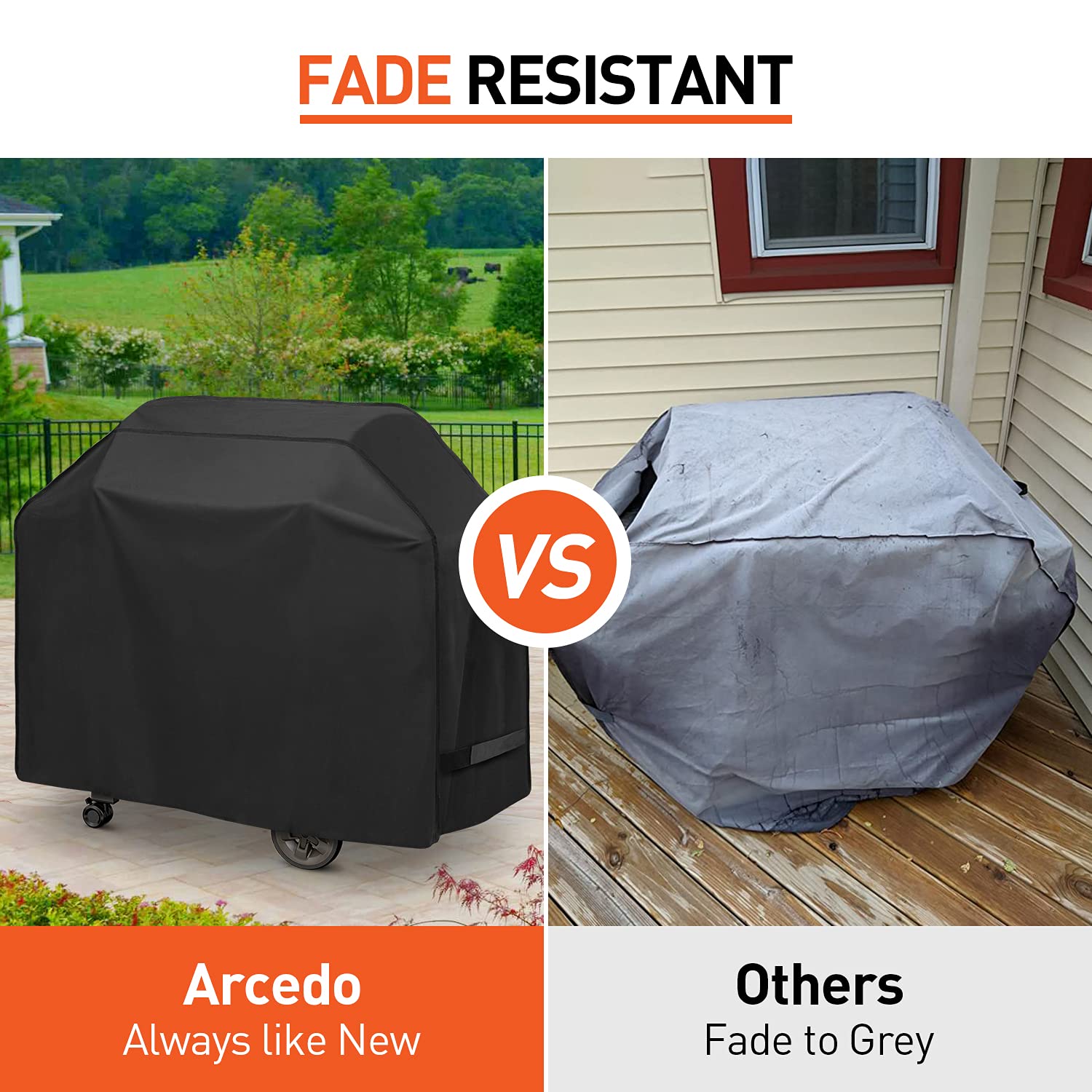 Arcedo Grill Cover 60 Inch, Heavy Duty Waterproof BBQ Cover, Fade Resistant Gas Grill Cover, Durable Outdoor Barbecue Cover Compatible for Weber, Char Broil, Nexgrill, Napoleon and More Grills