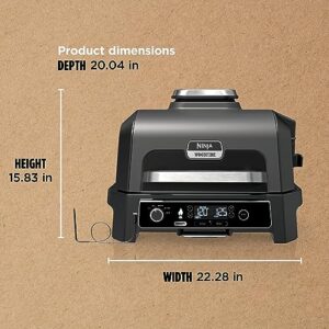 Ninja OG850 Woodfire Pro XL Outdoor Grill & Smoker with Built-In Thermometer, 4-in-1 Master Grill, BBQ Smoker, Outdoor Air Fryer, Bake, Portable, Electric, Dark Gray