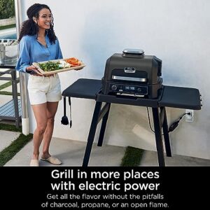 Ninja OG850 Woodfire Pro XL Outdoor Grill & Smoker with Built-In Thermometer, 4-in-1 Master Grill, BBQ Smoker, Outdoor Air Fryer, Bake, Portable, Electric, Dark Gray