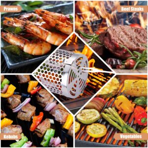 Grill Basket - Outdoor Rolling BBQ Basket - 2 Pcs Stainless Steel Grill Mesh, Rolling Grill Baskets for Outdoor Grill, Portable Grill Accessories for Outdoor Grill - Grilling Gifts for Men Dad Husband Him