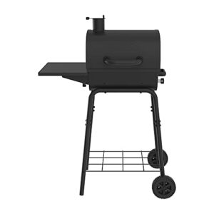 nexgrill 17.5 charcoal barrel bbq grill with side shelf, barbecue grill, for outdoor cooking, camping, patio, garden, backyard, black, 810-0063