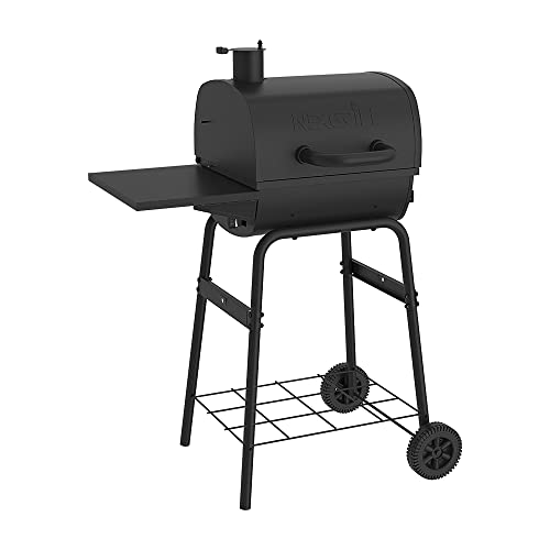 Nexgrill 17.5 Charcoal Barrel BBQ Grill with Side Shelf, Barbecue Grill, for Outdoor Cooking, Camping, Patio, Garden, Backyard, Black, 810-0063