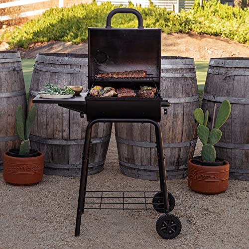 Nexgrill 17.5 Charcoal Barrel BBQ Grill with Side Shelf, Barbecue Grill, for Outdoor Cooking, Camping, Patio, Garden, Backyard, Black, 810-0063