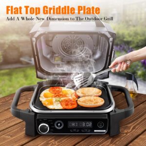 GRILL FORCE Cast Iron Griddle for Ninja Woodfire Grills, Griddle Plate, Flat Top Griddle, Grill Pan Compatible with Ninja Woodfire Outdoor Grills (Ninja OG701) Ceramic Coating, Easy to Clean, Insert