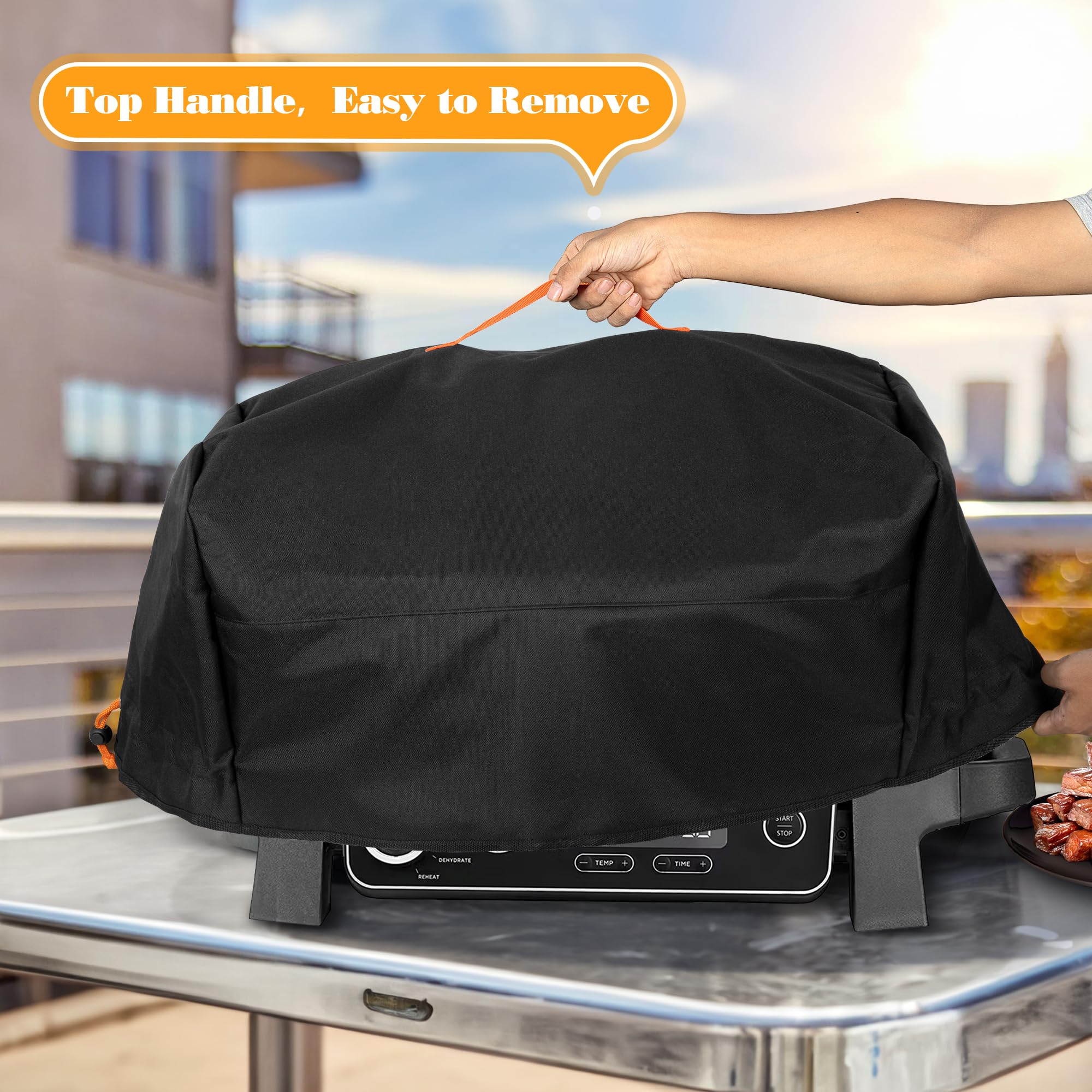 HODRANT Grill Cover Compatible with Ninja OG701 OG751 Woodfire Grill, BBQ Grill Accessories Bag with Handle & Inner Pocket, Compatible with Ninja OG700 Series Outdoor 7-in-1 Grill Smoker, Cover Only