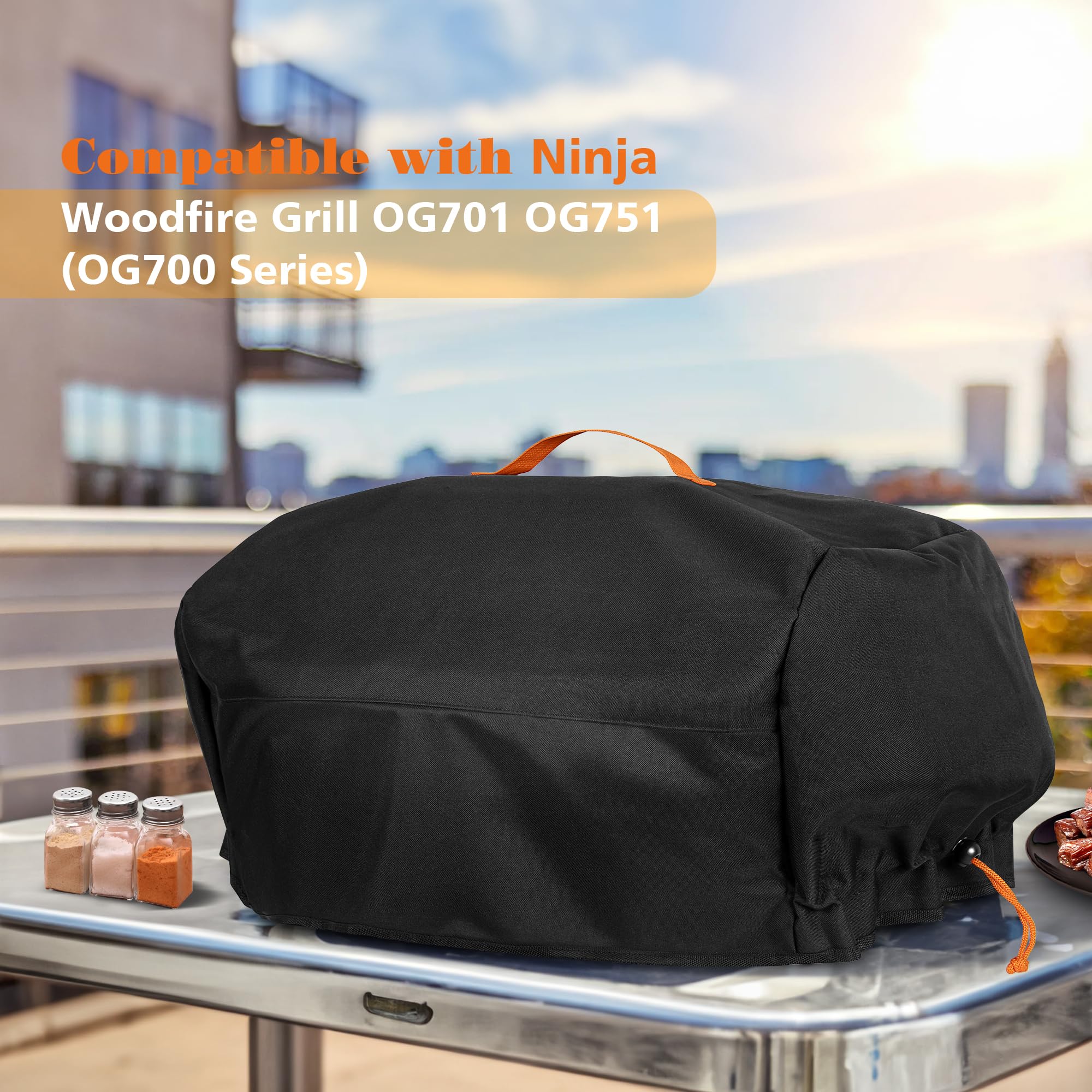 HODRANT Grill Cover Compatible with Ninja OG701 OG751 Woodfire Grill, BBQ Grill Accessories Bag with Handle & Inner Pocket, Compatible with Ninja OG700 Series Outdoor 7-in-1 Grill Smoker, Cover Only