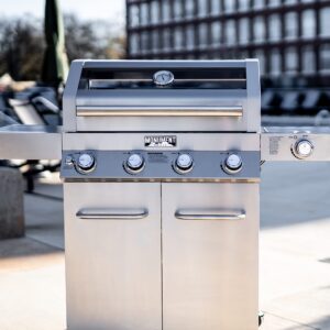 Monument Grills Larger Convertible 4-Burner Natural Gas Grill Stainless Steel Cabinet Style Propane Grills, LED Controls,Side Burner(Without Conversion Kit)