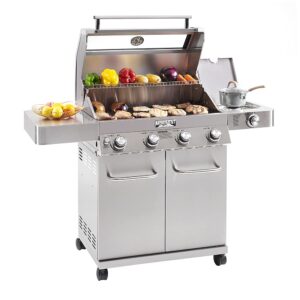 Monument Grills Larger Convertible 4-Burner Natural Gas Grill Stainless Steel Cabinet Style Propane Grills, LED Controls,Side Burner(Without Conversion Kit)