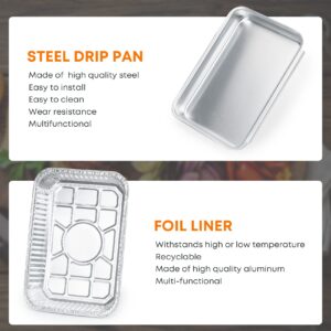 Stanbroil Aluminum Catch Pan for Weber Part #93305, Grill Grease Tray with 15-Pack Foil Inserts for Spirit 2/3 Burners & Genesis II 3 Burners Grill