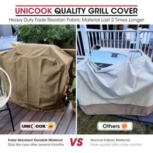 Unicook 50 Inch Grill Cover for Weber Charbroil Nexgrill etc, BBQ Grill Cover for Outdoor Grill, Heavy Duty Waterproof BBQ Cover with Sealed Seam, Fade Resistant Barbecue Cover, Neutral Taupe