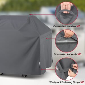 Unicook 65 Inch Grill Cover for Outdoor Grill, Heavy Duty Waterproof BBQ Cover, Fade Resistant Barbecue Cover, Compatible with Weber, Char-Broil, Nexgrill and More Grills, Grey