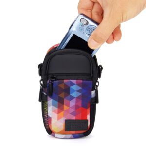 USA GEAR Compact Point and Shoot Camera Case Small Digital Camera Bag with Accessory Pockets and Shoulder Strap - Compatible with Sony CyberShot, Canon G7X Mark iii, Nikon COOLPIX and More (Geometric)